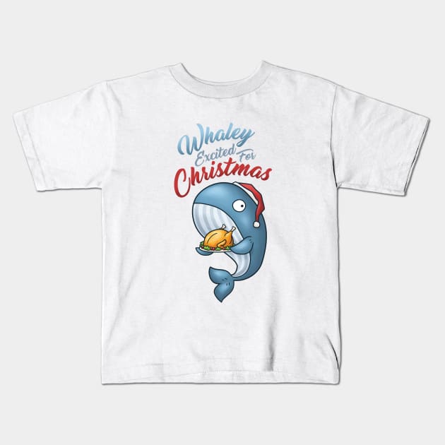 Whaley Excited for Christmas Whale Kids T-Shirt by Takeda_Art